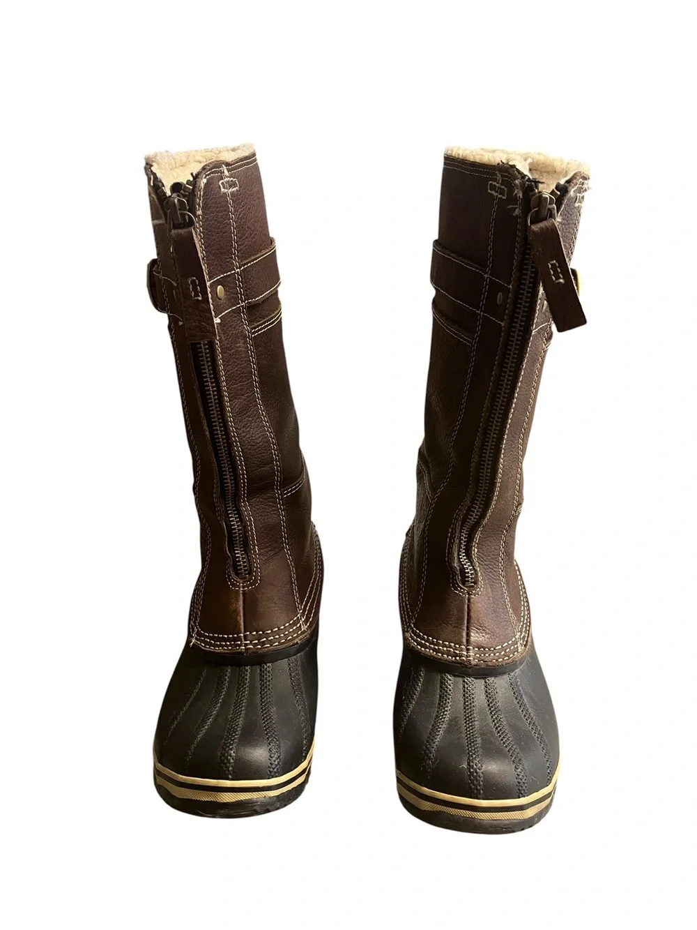 Sorel Winter Fancy Tall II Boots Womens 7 Brown Leather Waterproof Zip Snow Boot